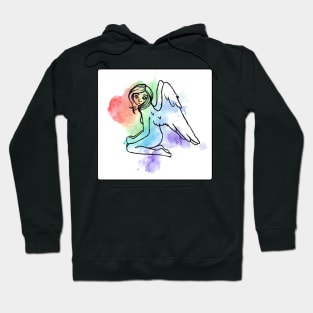 Rainbow Watercolor Angel Hoodie